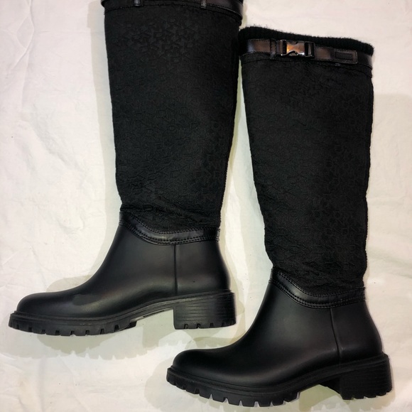 DKNY CASCADE BLACK MONOGRAM RAIN BOOT - Picture 2 of 7